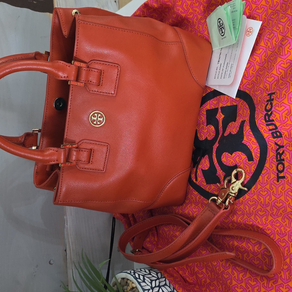 🧡 Tory Burch Robinson Small Satchel – Poppy Orange Saffiano Leather 🧡
